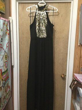 New Skinny Bunny maxi black with gold sequins racerback style top size medium